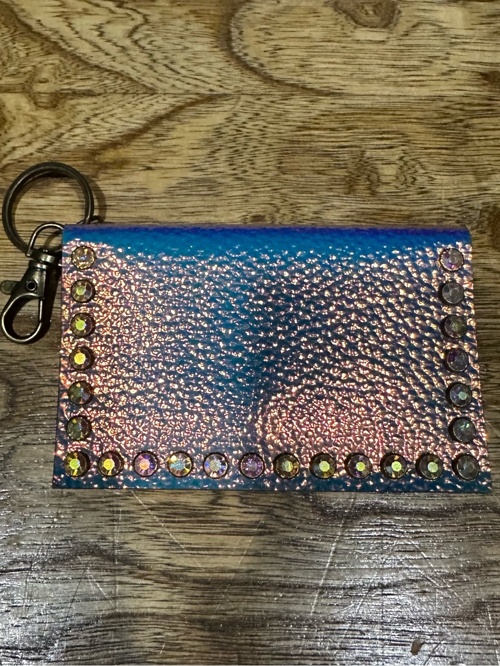 New Keep it Gypsy Becca iridescent purple leather credit card holder.